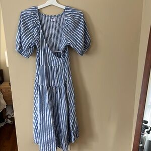 Old Navy Striped Blue and White Midi Dress